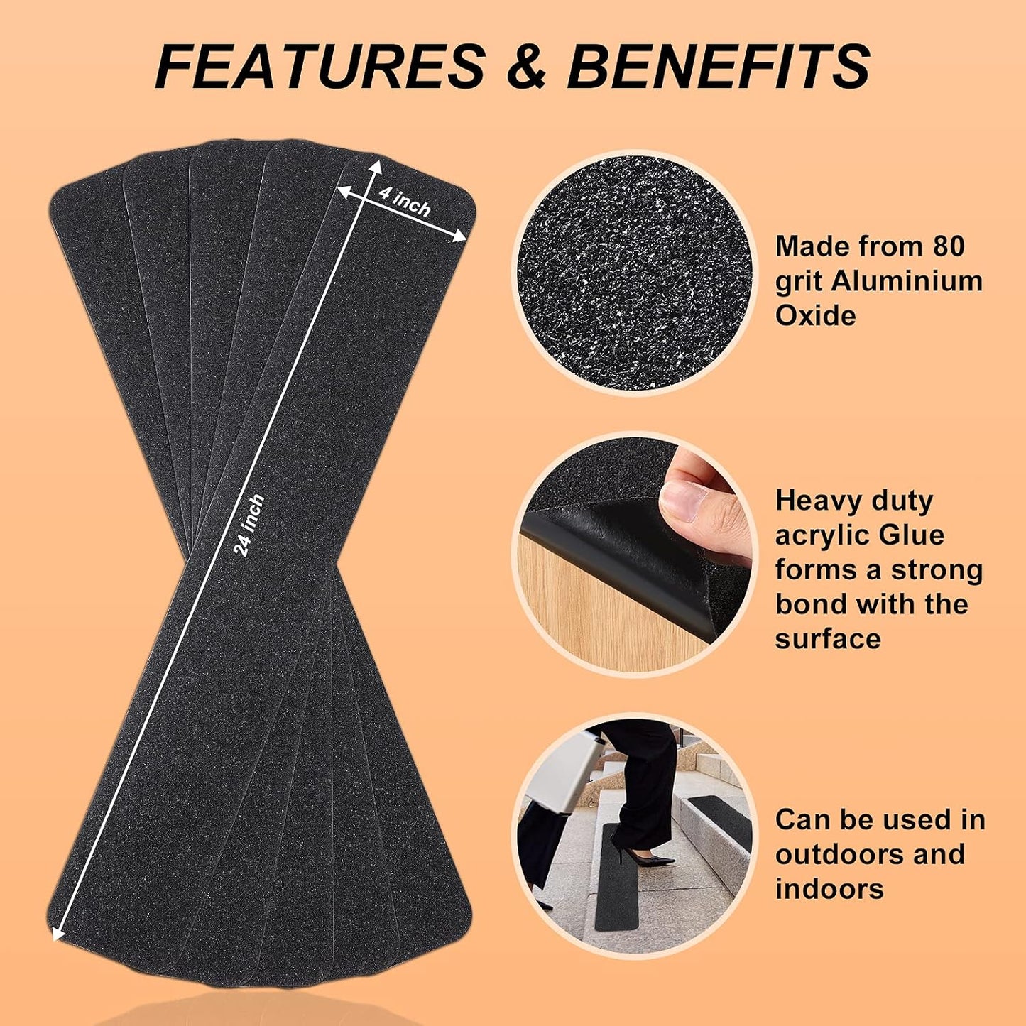 Qingluan Grip Tape, Heavy Duty Anti Slip Tape for Stairs Outdoor/Indoor Waterproof 4" x 33 ft, Safety Non-Slip Roll for Stair Step Traction Treads Stair Non Slip Strips Grey