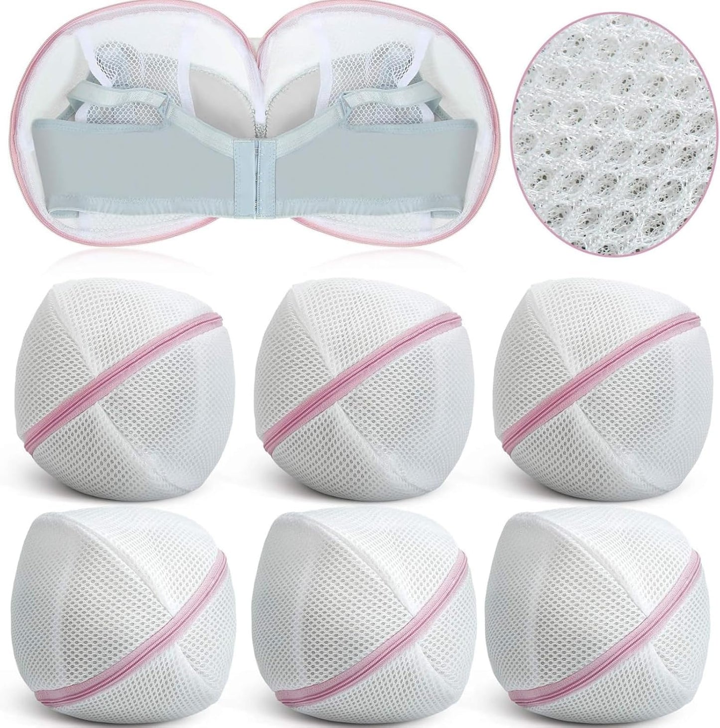 Shappy 6 Pieces Bra Washing Bag for Laundry Mesh Wash Lingerie Underwear Brassiere Washing Bags with Zipper for Women Laundry Storage(7.87 Inch,Pink)