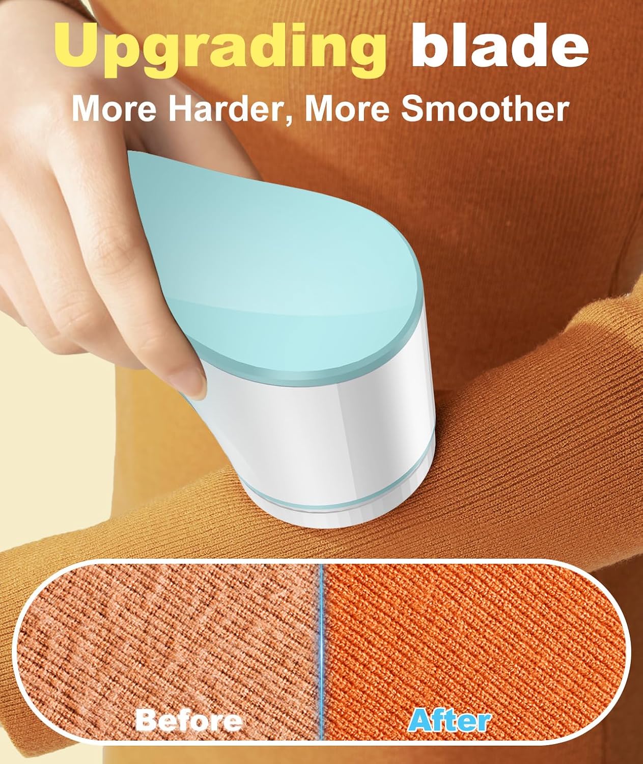 Fabric Shaver, Lint Remover for Clothes, Effectively and Quickly Remove Pills, Sweater Shaver with Stainless Steel 3-Leaf Blades and Safety Lock Protection.(Blue & White)
