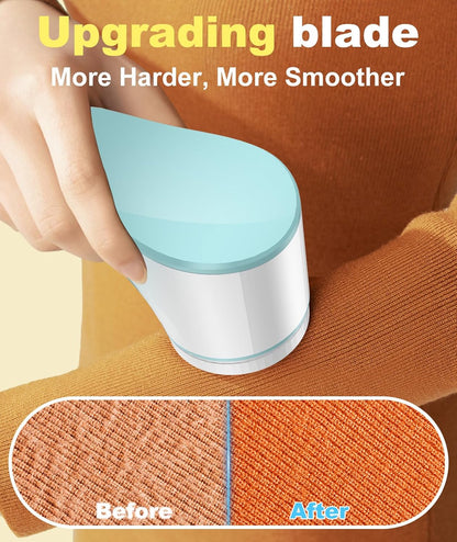 Fabric Shaver, Lint Remover for Clothes, Effectively and Quickly Remove Pills, Sweater Shaver with Stainless Steel 3-Leaf Blades and Safety Lock Protection.(Blue & White)