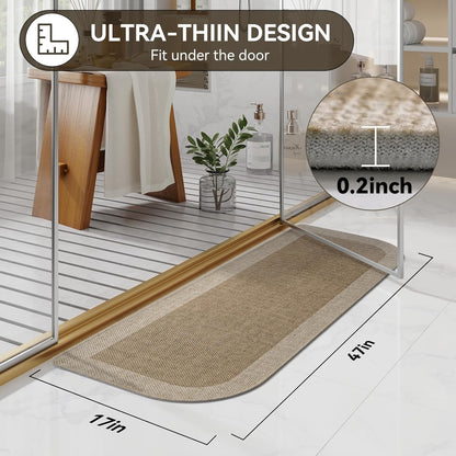 YDKGL Ultra Thin Bathroom Rugs Mat Quick Dry Absorbent Non Slip Bath Mat Bath Mats for Bathtub Mat Bathroom Carpet Fit Under Door Washable Floor Rubber Half Round Bath Rugs Grey 16x24