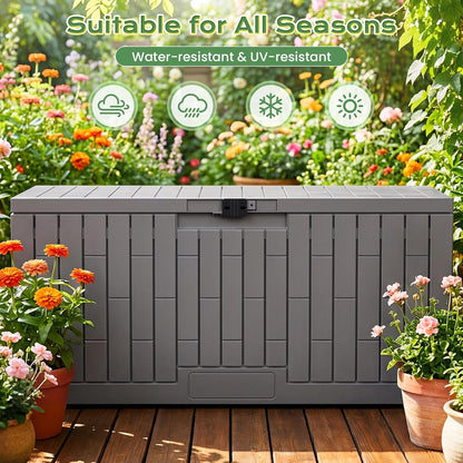 Jocoevol Deck Box 60 Gal, UV Resistant & Waterproof Outdoor Storage Box with Lock, Easy Assemble Storage Bins Container for Pool Patio Garden