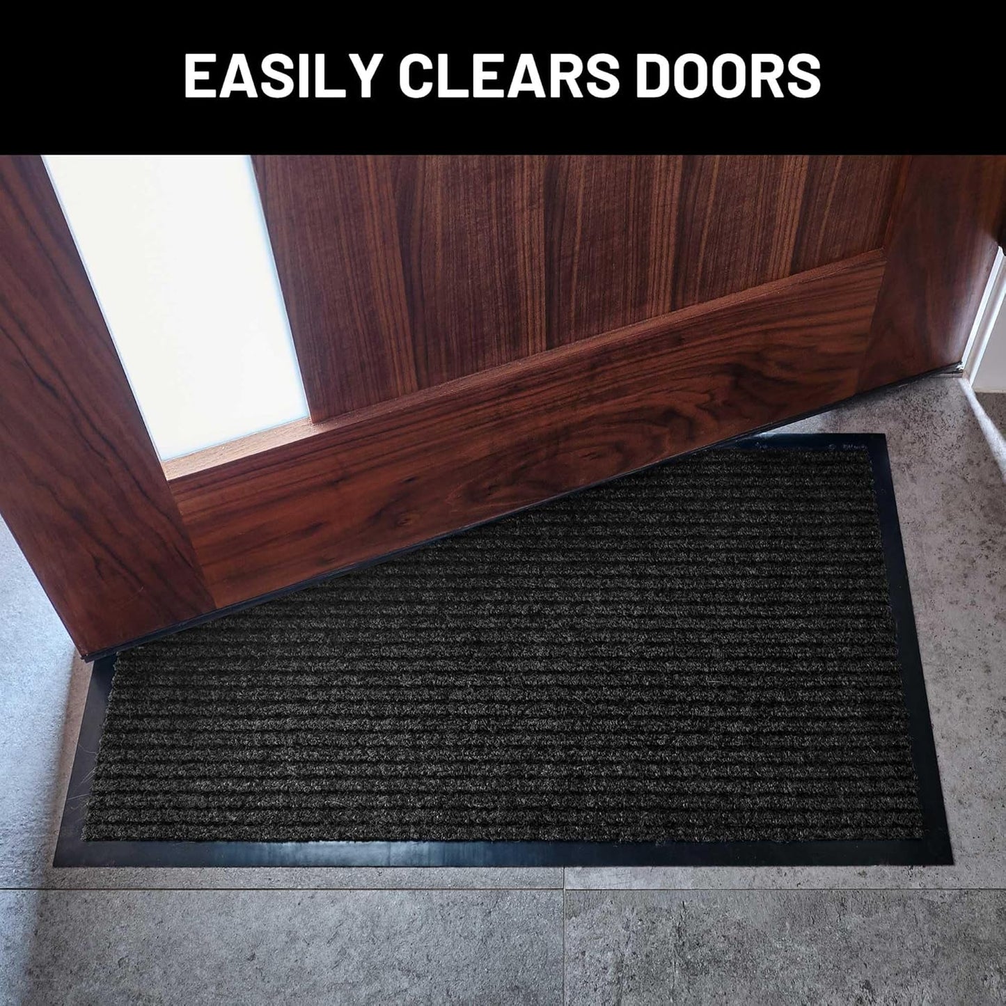 Sierra Concepts Front Door Mat Welcome Floor Mats - Entryway Indoor Outdoor Entrance Doormat, Patio, Porch, Muddy Shoe, Inside Outside Low Profile, 30x17 inches, 2-Pack Gray