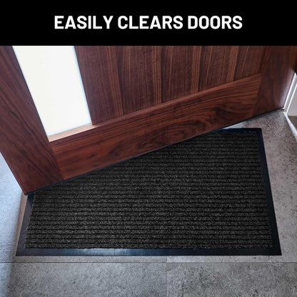 Sierra Concepts Front Door Mat Welcome Floor Mats - Entryway Indoor Outdoor Entrance Doormat, Patio, Porch, Muddy Shoe, Inside Outside Low Profile, 30x17 inches, 2-Pack Gray