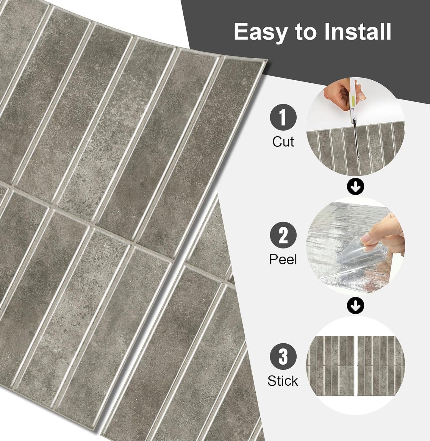 10 Sheets Thicker Design Peel and Stick Backsplash, Self Adhesive Wall Tiles, Stick on Backsplash for Kitchen and Bathroom, 11.8"x11.8",Beige
