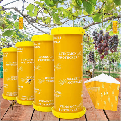 4 Pack Wasp Traps Outdoor Hanging, Carpenter Bee Traps for Outside Yellow Jacket Trap Hornet Trap Wasp Catchers Killer