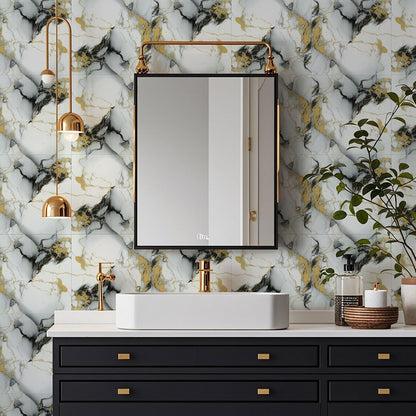 Peel and Stick Tile Shower Waterproof Marble Tiles Wall Panels, 11.8"x11.8" Self-Adhesive Backsplash Tile, 20 Pack
