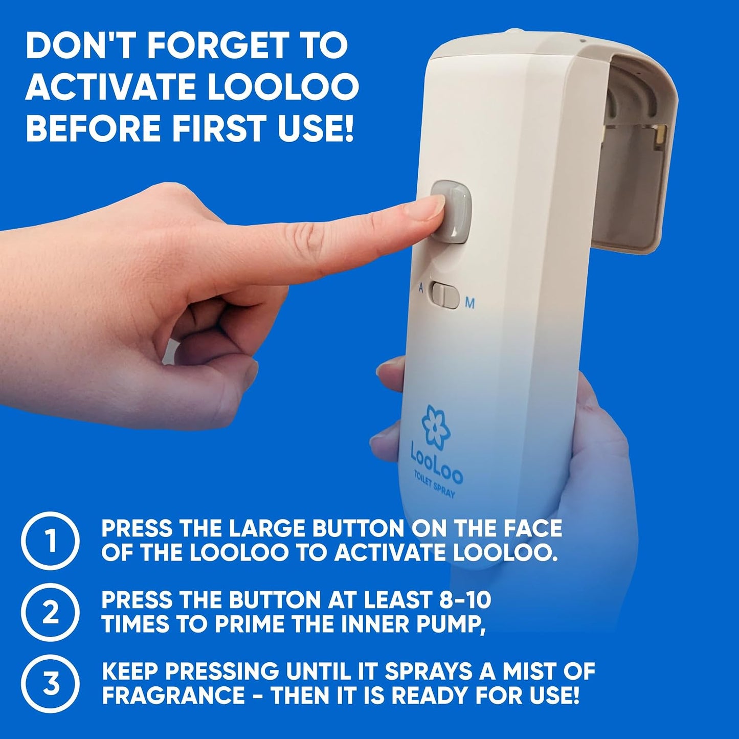 Loo Loo Touch Free Toilet Freshener Refills, Natural Essential Oils – Toilet Smell Eliminator, Bathroom Deodorizer, Air Freshener Spray for Bathroom, Clean Cotton Fragrance, 2.0 Fl Oz