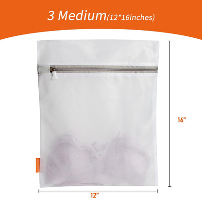 Polecasa Mesh Laundry Bags 3 Pack (Large, Medium, Small) | Durable Zipper, For Delicates, Lingerie, Bras, Underwear, Protect Garments in Washing Machine