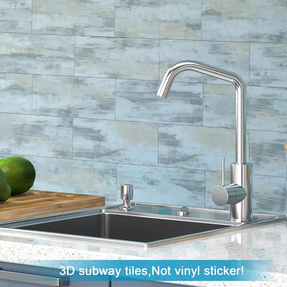 BeNice Peel and Stick Backsplash Large Bathroom Subway Tiles,Kitchen Shower Wall Stickers Waterproof(23Tiles) Gray White