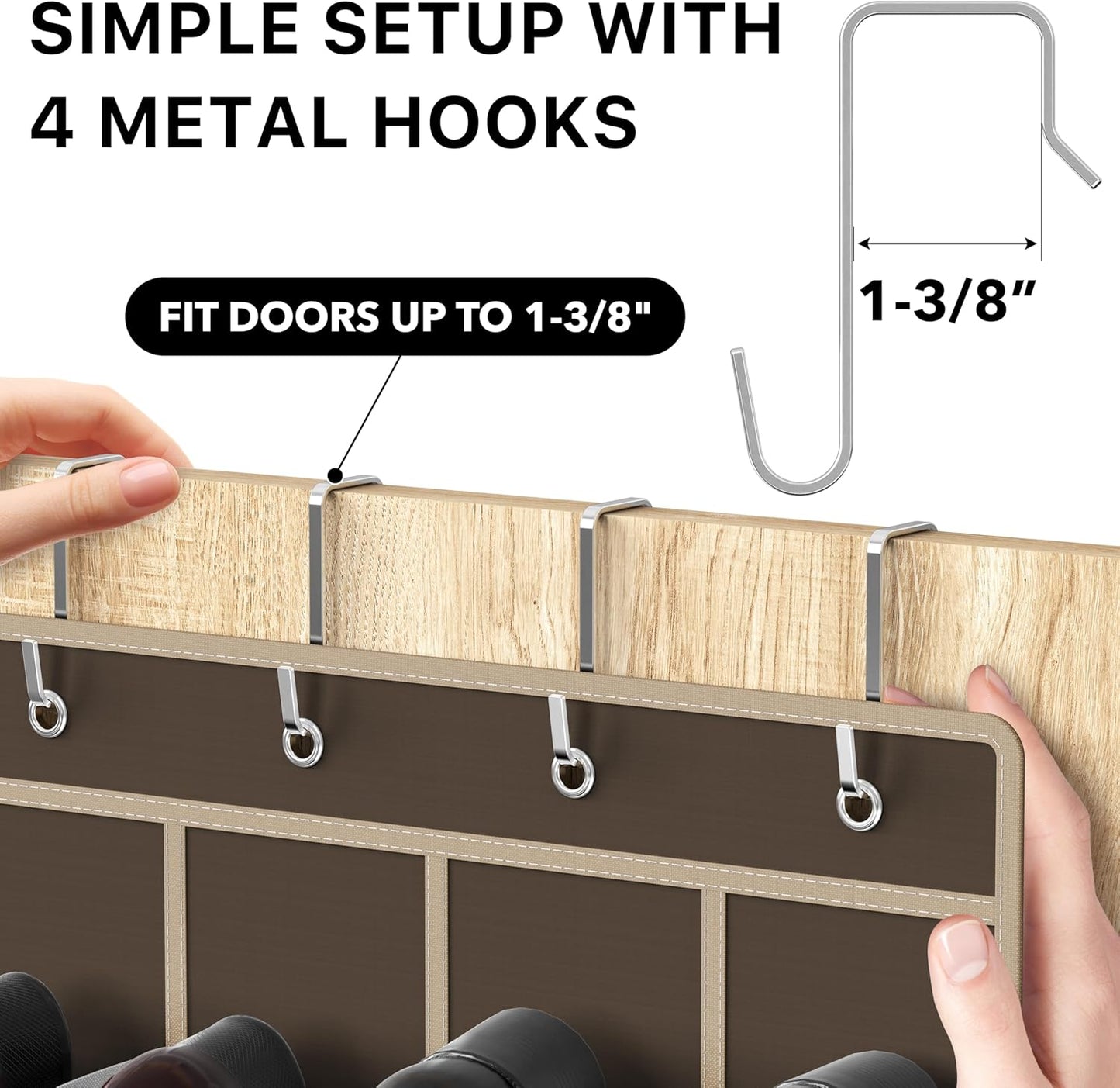 Simple Houseware 24 Pockets - Crystal Clear Over The Door Hanging Shoe Organizer, Gray (64'' x 19'')