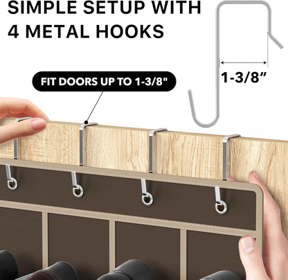 Simple Houseware 24 Pockets - Crystal Clear Over The Door Hanging Shoe Organizer, Gray (64'' x 19'')