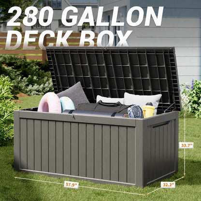 KAMABOKO 31 Gallon Outdoor Storage Box, Resin Deck Boxes Indoor and outdoor, Waterproof Storage Box Lockable Lid for Garden Tools, Package Delivery, Pool Supplies, Patio Cushions, Black