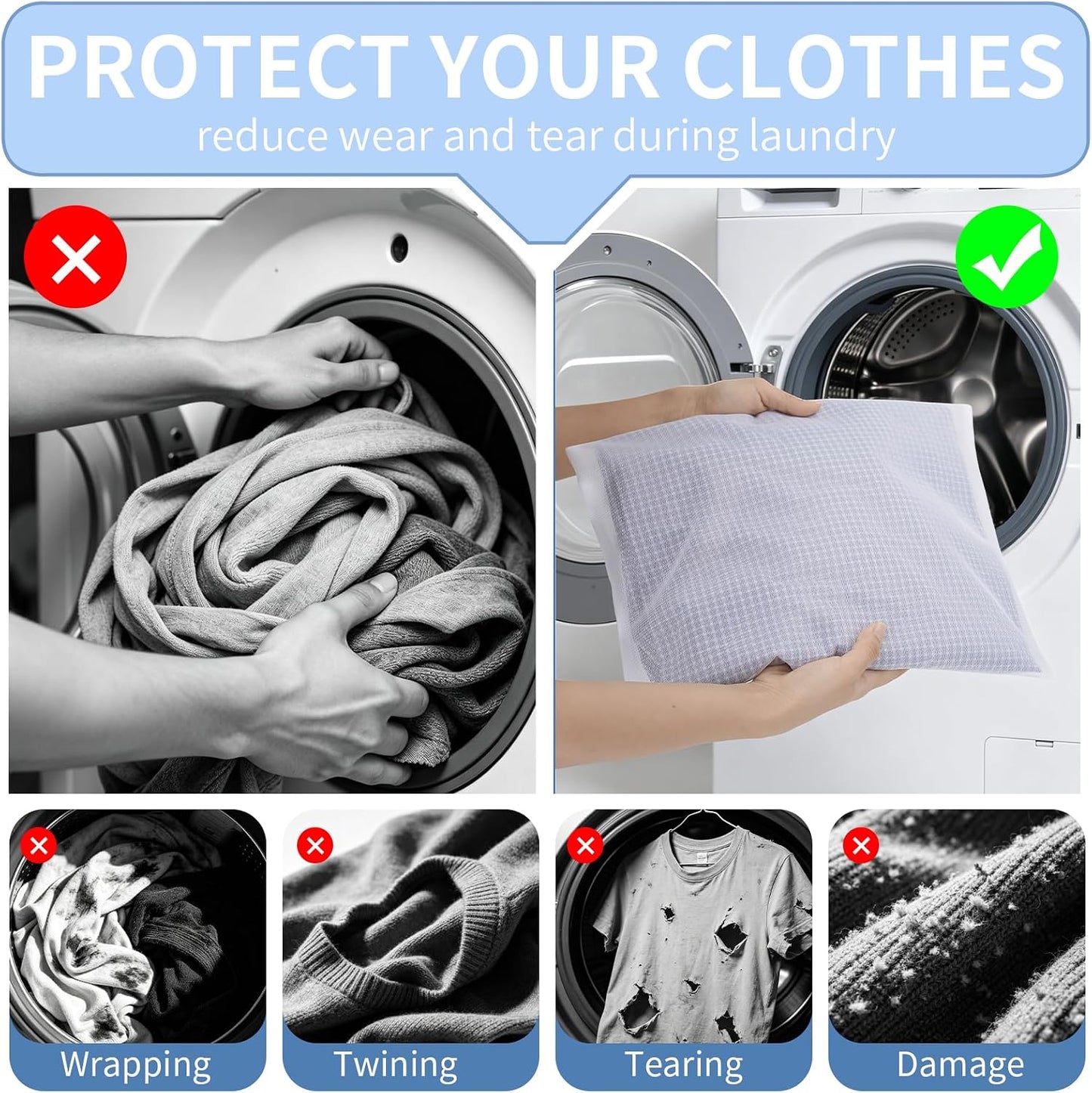 10 Pcs Mesh Laundry Bags,16 x 20 Inches Delicate Wash bags for Home College Dorm,Washable Zipper Design Travel Mesh Laundry for Clothes, lingerie, Sheet, Shoes