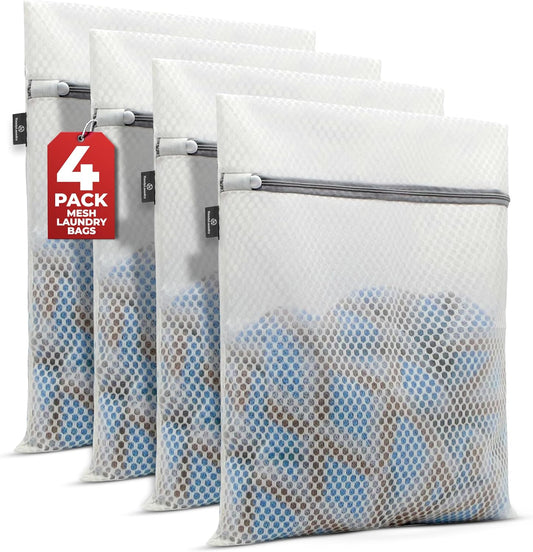 Handy Laundry Mesh Laundry Bag - 4 Pack Zippered Honeycomb Net for Delicates - Delicates Wash Bags for Lingerie, Socks & Underwear - 12x16 Durable Washing Machine Protector