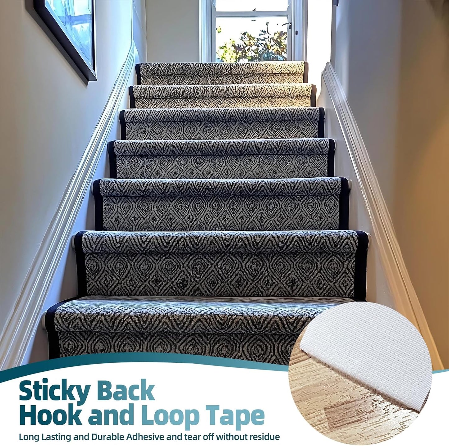 3 Inch x 20 Feet Adhesive Hook and Loop Tape, Nylon Heavy Duty Interlocking Tape, White Self Adhesive Hook and Loop Roll for Screen Window Sofa Cushions Carpet Wall Hanging