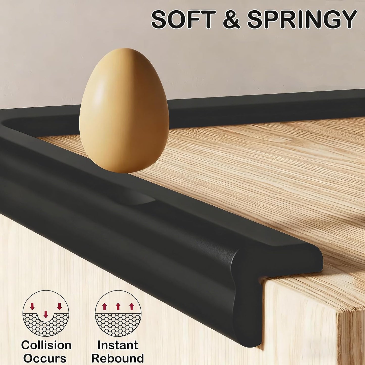 Baby Proof Corners and Edges Protector 10ft Edge+4 Corner Guard, Fireplace Baby Proofing Bumper, Heavy-Duty Soft NBR Foam Edge Corner Protector for Furniture Table, Childsafe/Pre-Taped White