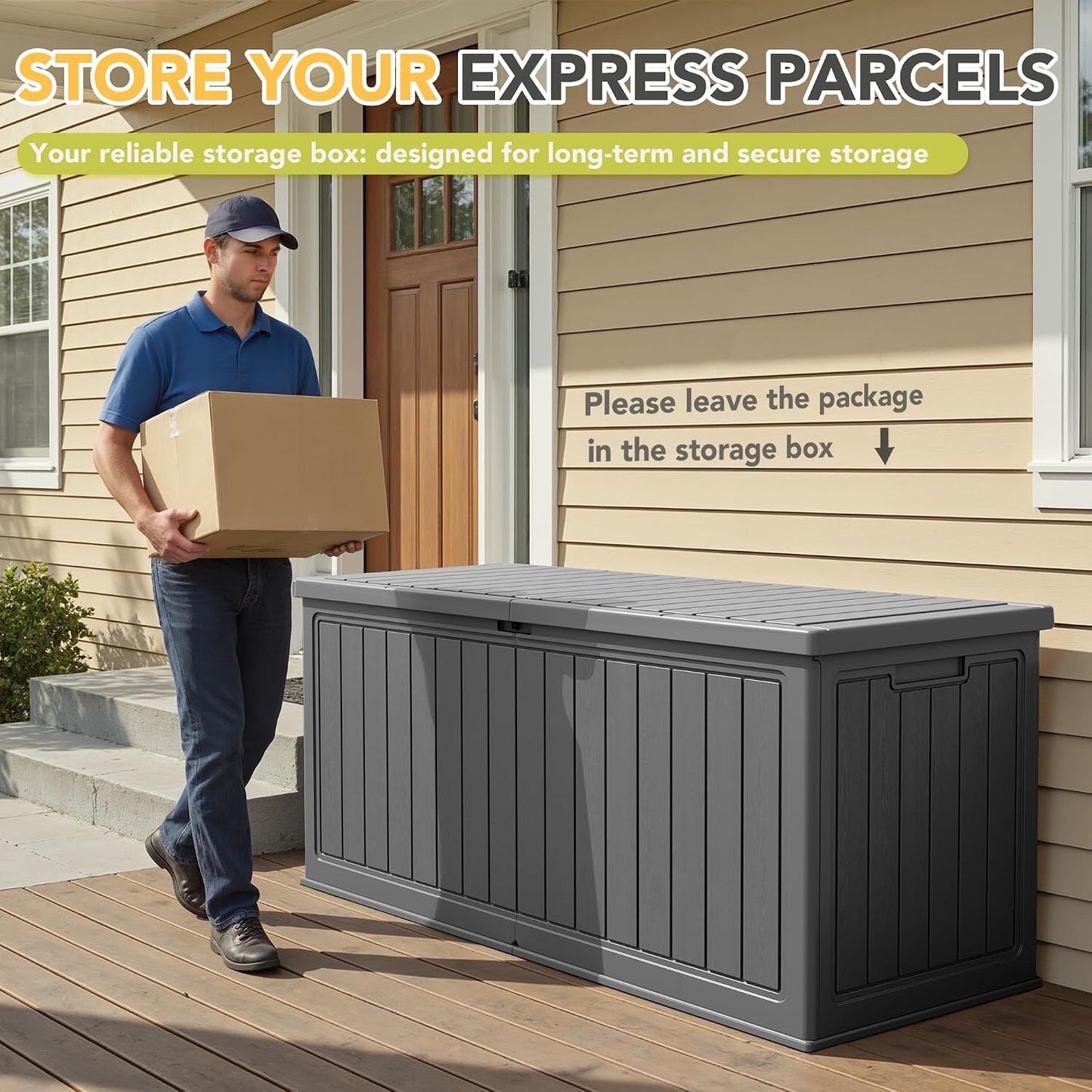 32 Gallon Deck Box Outdoor Indoor Waterproof Storage Box for Patio Furniture, Pool Accessories, Garden Tools, and Cushion Storage, Black