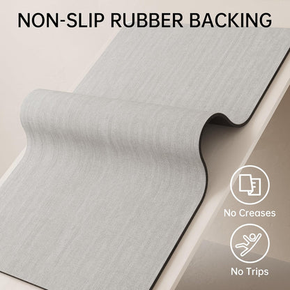 Mecko Bath Mat Rug, Rubber Non-Slip Quick Dry Absorbent Thin Bathroom Rugs Fit Under Door Bathroom Floor Mats-Shower Rug for in Front of Bathtub, Sink, Shower Room(Light Grey,16"x24")