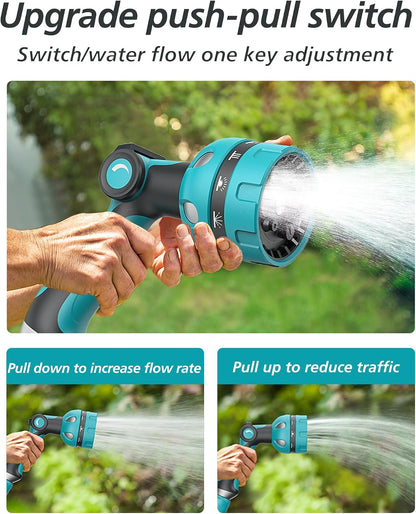 Garden Hose Nozzle, Heavy Duty Water Hose High Pressure Sprayer with 10 Watering Patterns, Thumb Control On Off Valve, for Watering outdoor Plants & Lawn, Car & Pet Washing-(Orange Red)
