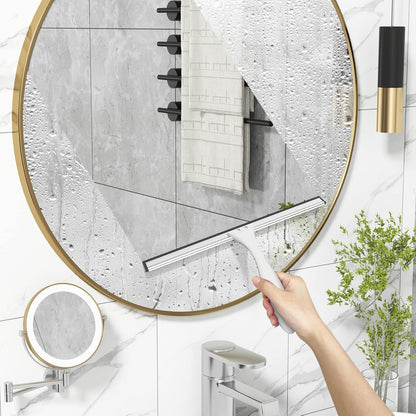 AmazerBath Squeegee for Shower Glass Door, All-Purpose Squeegee with Hook for Shower Doors, Windows, Mirrors, Tiles and Car Glass, 10 Inches