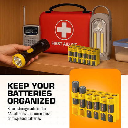 AA Battery Storage Caddy by Storacell, Orange, Holds 12 Batteries (Not included)