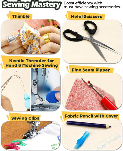 PLANTIONAL Upholstery Repair Sewing Kit, Heavy Duty Sewing Kit with Sewing Awl, Seam Ripper, Leather Hand Sewing/Stitching Needles, Sewing Thread for Car/Sofa/Backpack/Shoe, Craft DIY, 10 Color, 47Pc
