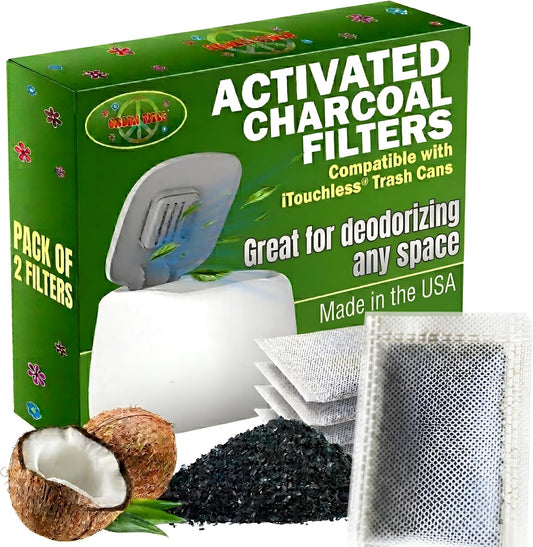 Green Piece® Activated Charcoal Air Filters for Odor Removal – Compatible with ITouchless Trash Cans (Pack of 4) – Premium Odor-Absorbing Filters by Green Piece®