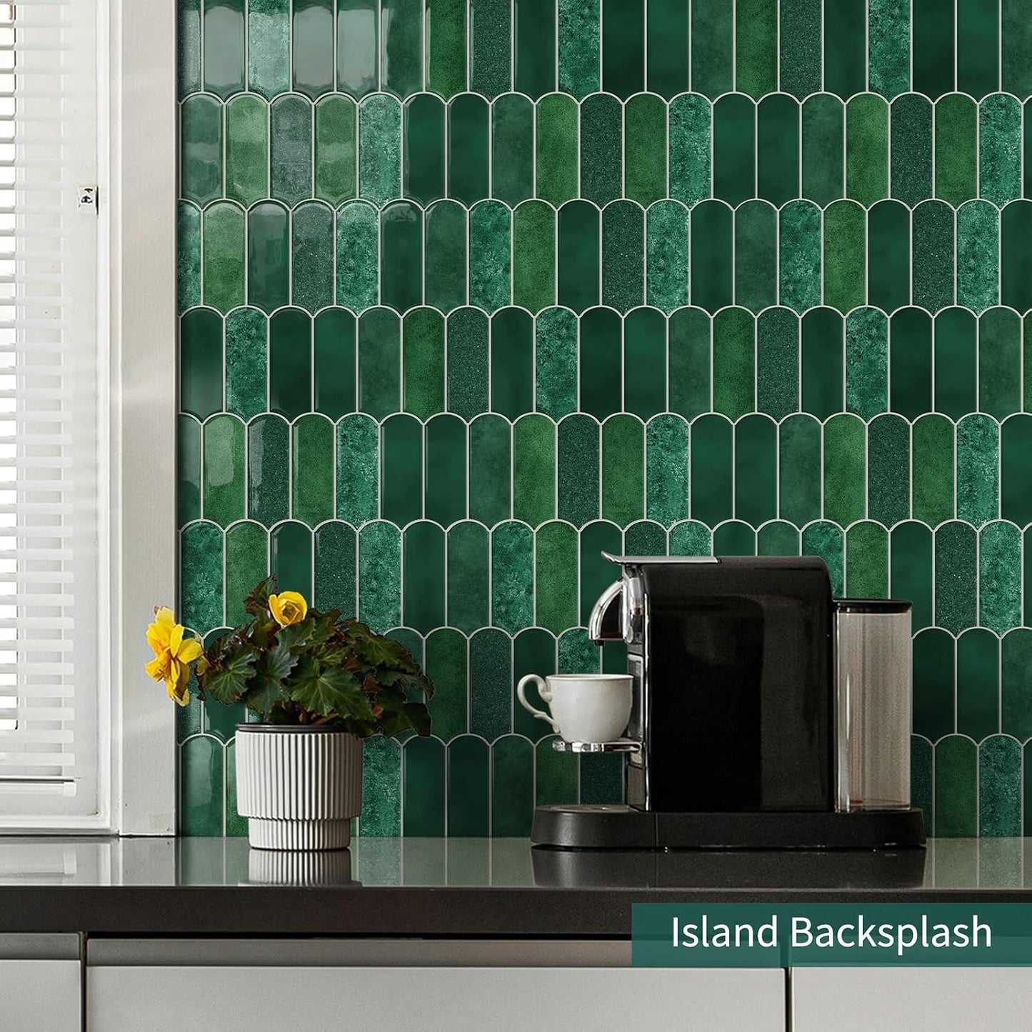 10-Sheet Upgraded Thicker Peel and Stick Kitchen Backsplash Tiles | Waterproof Self-Adhesive Vinyl Wall Tile Stick on Backsplash for Kitchen,Bathroom,Fireplace and RV(Sage Green,12"×12")