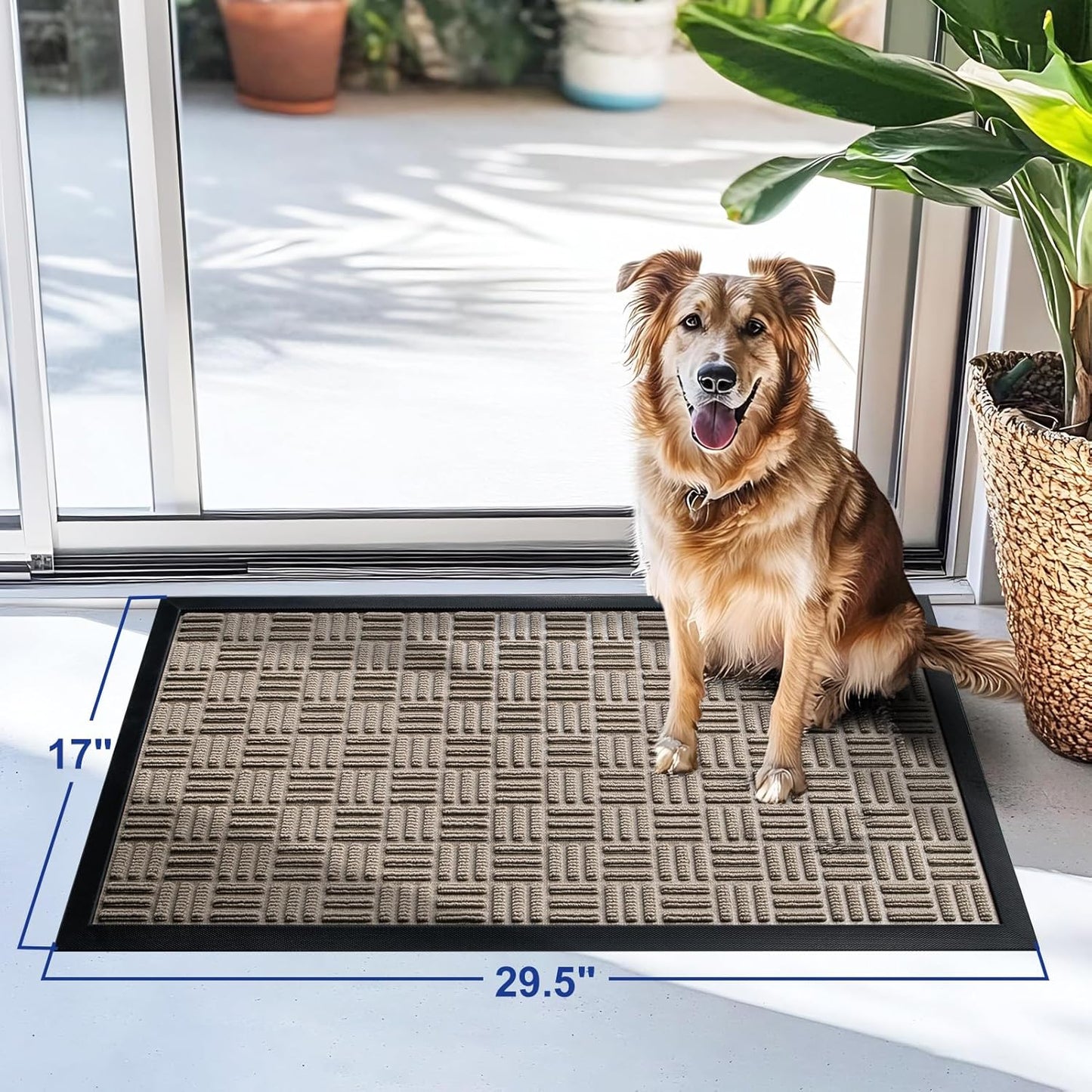 Mibao Front Door Mat, Heavy Duty Durable Welcome Mat for Outdoor Indoor, Dirt Trapper Waterproof Super Absorbent Door Mat for Entryway Outside Patio Porch, 29.5" x 17", Grey