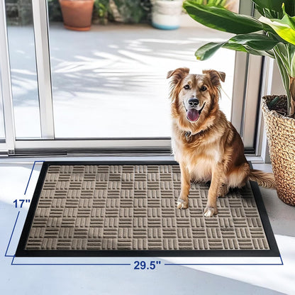 Mibao Front Door Mat, Heavy Duty Durable Welcome Mat for Outdoor Indoor, Dirt Trapper Waterproof Super Absorbent Door Mat for Entryway Outside Patio Porch, 29.5" x 17", Grey
