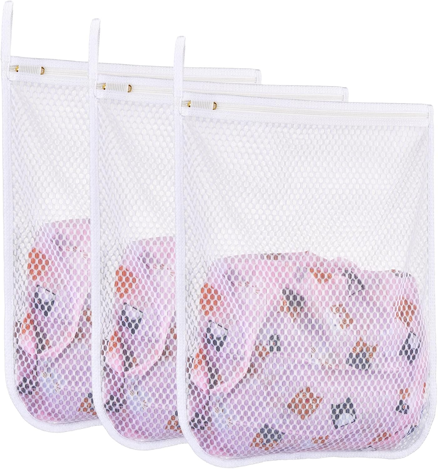 3 pcs Durable Honeycomb Mesh Laundry Bags for Delicates 3 Medium (12" x 15")