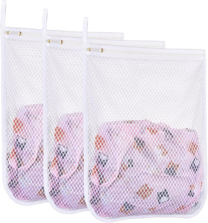 3 pcs Durable Honeycomb Mesh Laundry Bags for Delicates 3 Medium (12" x 15")