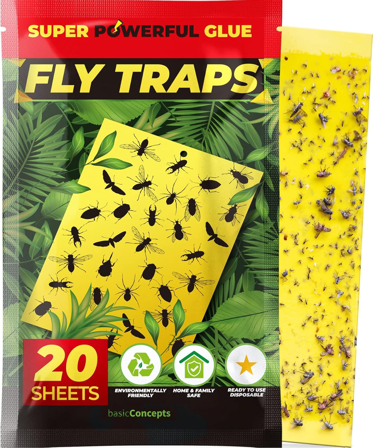 Fruit Fly Trap (20 Pack), Double-Sided Yellow Sticky Traps (Indoor & Outdoor), Fruit Fly Traps for Kitchen & Plants, Fruit Fly Killer - Sticky Gnat Trap Indoor Solution, Fungus Gnat Traps