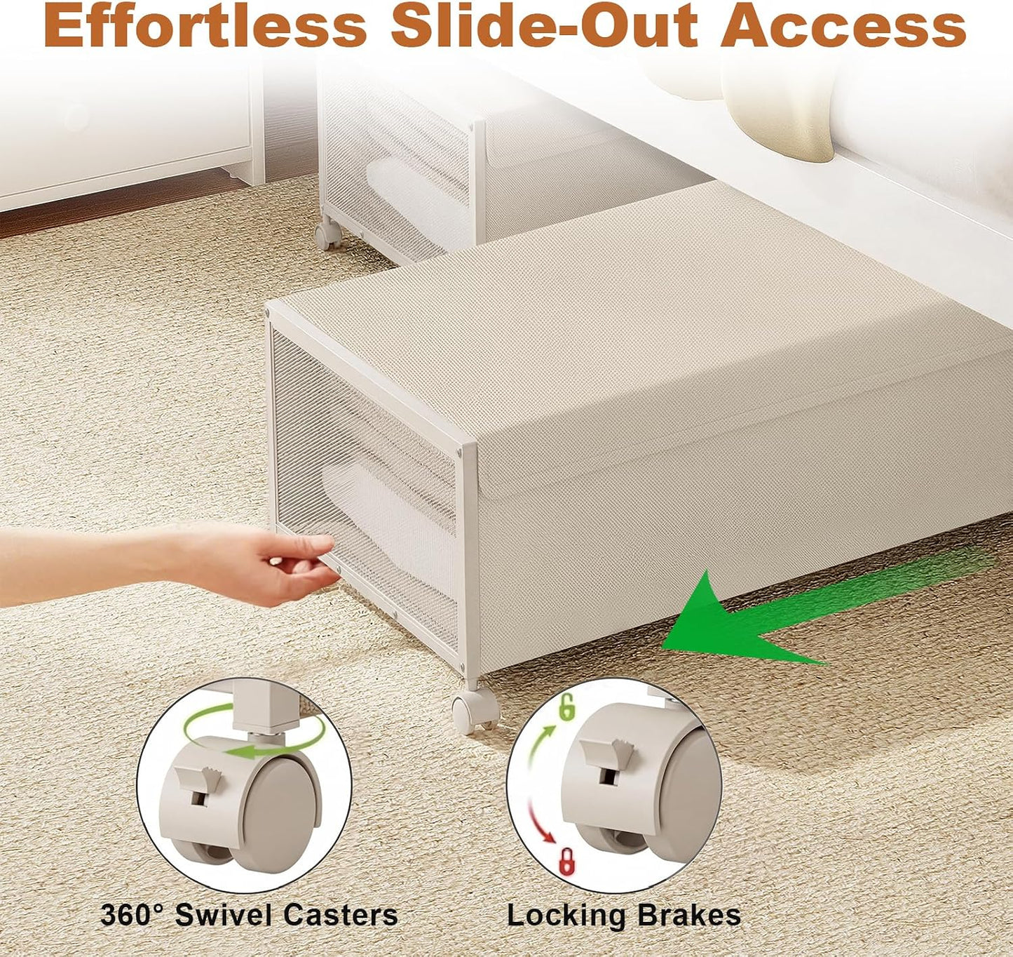 2 Pack Under the Bed Storage Containers,10 inch Height Under Bed Shoe Storage,31inch Long Underbed Storage with Wheels,Large Rolling under bed Clothes Storage Drawers with Lid for Dorm Tall ,Black