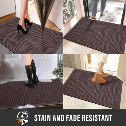 HIYARD Sturdy Front Door Mat, Absorbent Muddy Dirt Resist Welcome Door Mats Outdoor Indoor, Stain and Fade Resistant, Non-Slip Rubber Backing Low Profile Doormat for Entryway, 30×17, Beige