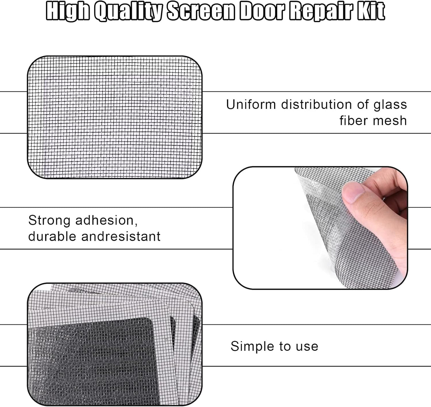 10pcs Mesh Repair Patch, Self Adhesive Window Screen Repair Kit Gray Screen Door Mesh Repair for Repairing Screen Windows Doors Tent Net(Silver)
