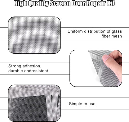 10pcs Mesh Repair Patch, Self Adhesive Window Screen Repair Kit Gray Screen Door Mesh Repair for Repairing Screen Windows Doors Tent Net(Silver)