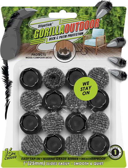 GorillaFelt Chair Leg Floor Protectors/Felt Chair Glides (Set of 16) Tap-On Felt Furniture Pads Guaranteed to Stay On, 1 Inch Round Chair Sliders