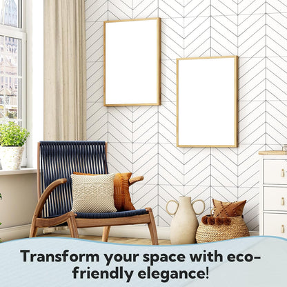 20 Sheets Herringbone Tile Sticker, Peel and Stick Backsplash for Kitchen, 2.5mm Thick Self Adhesive Wall Tile with Grey Grout, Waterproof Stick on Backsplash for Bathroom, RV, White