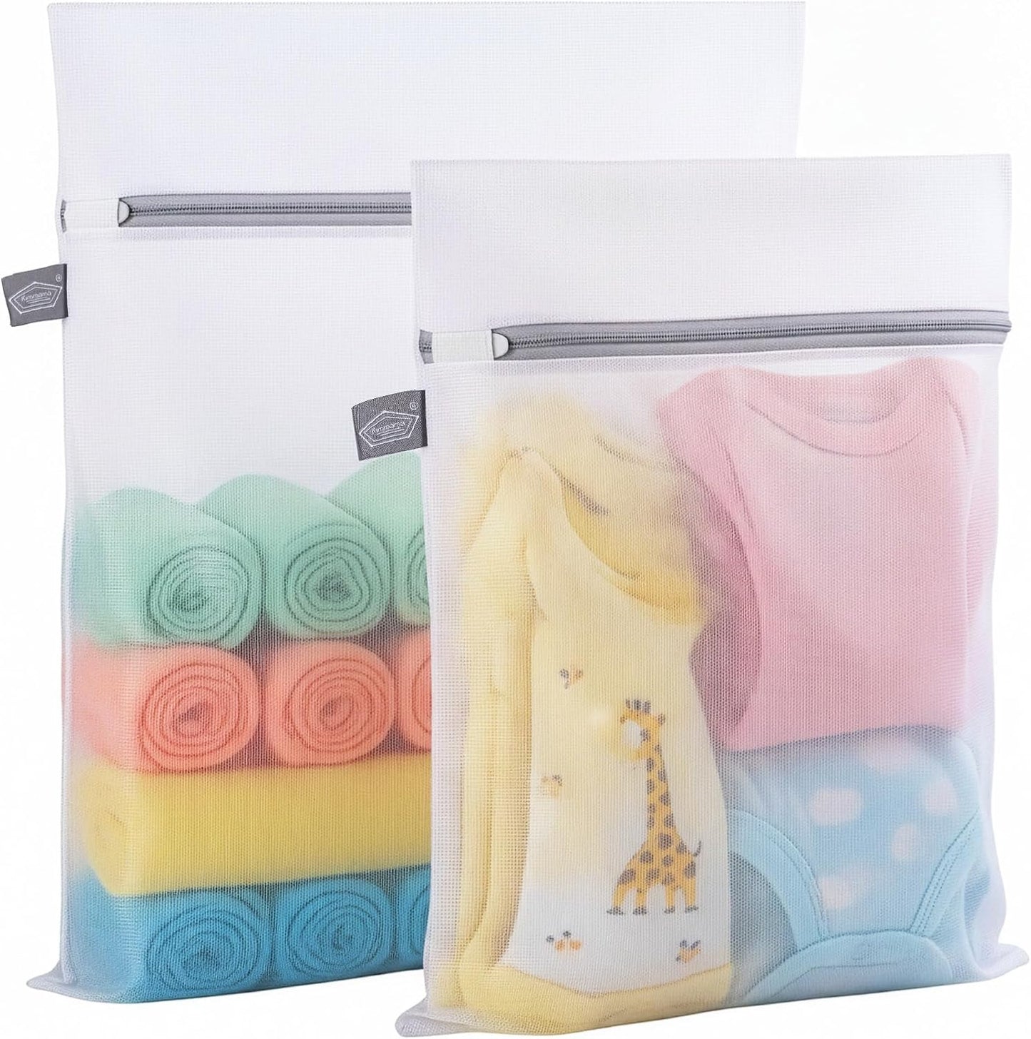 Kimmama Laundry Bags Mesh Wash Bag, Mesh Bag for Laundry, 1L+1M | shoe washing bag for socks, activewear, baby clothes and small garments to reduce tangling
