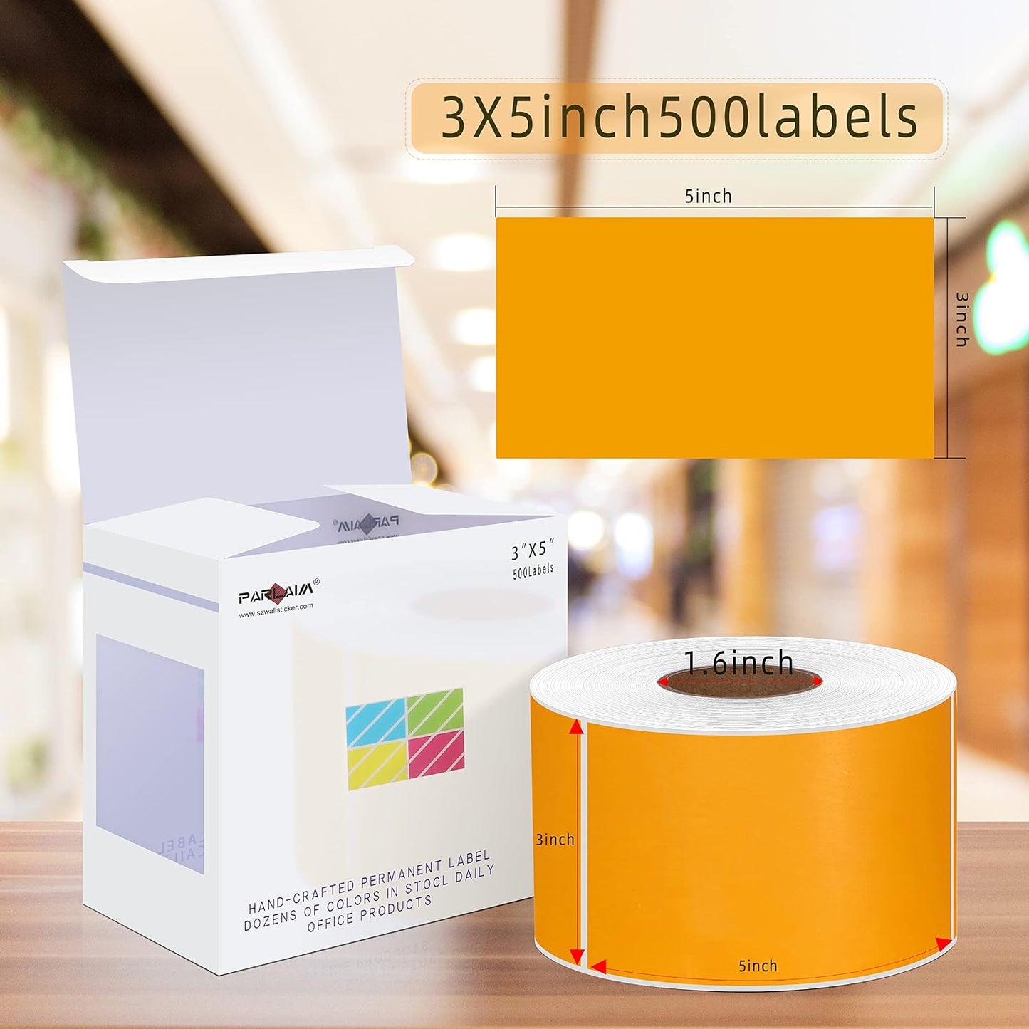 PARLAIM 3 X 5 Inch Rectangle Adhesive Color Coding Stickers,Square Inventory Label Stickers -500Per Dispenser Box (Fluorescent Green)