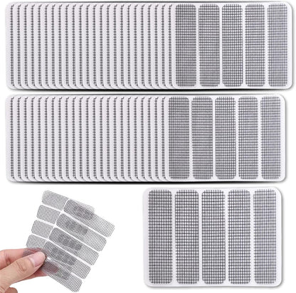 Screen Patch Repair Kit 250Pcs Waterproof Sticky Window Screen Tape Mesh for Door and Window Repair, Freely Cut Weep Hole Covers for Home