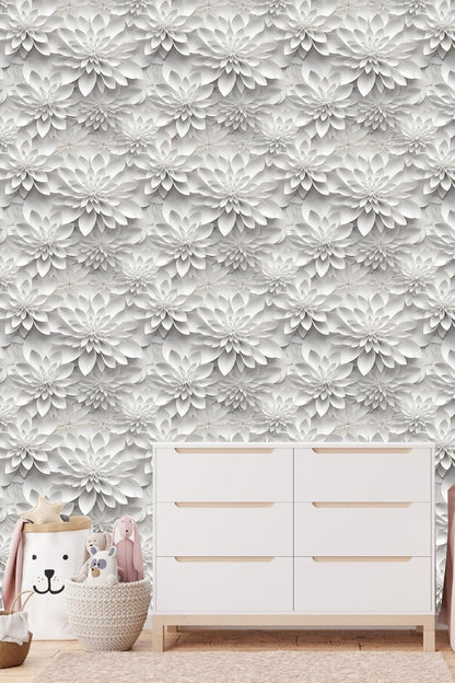 Floral Peel and Stick Wallpaper 3D Effect Interior Wall Décor Contact Paper Self Adhesive Removable Renter Friendly for Bedroom Living Cabinet Room 17.7in x 9.8ft (Not Textured Wallpaper