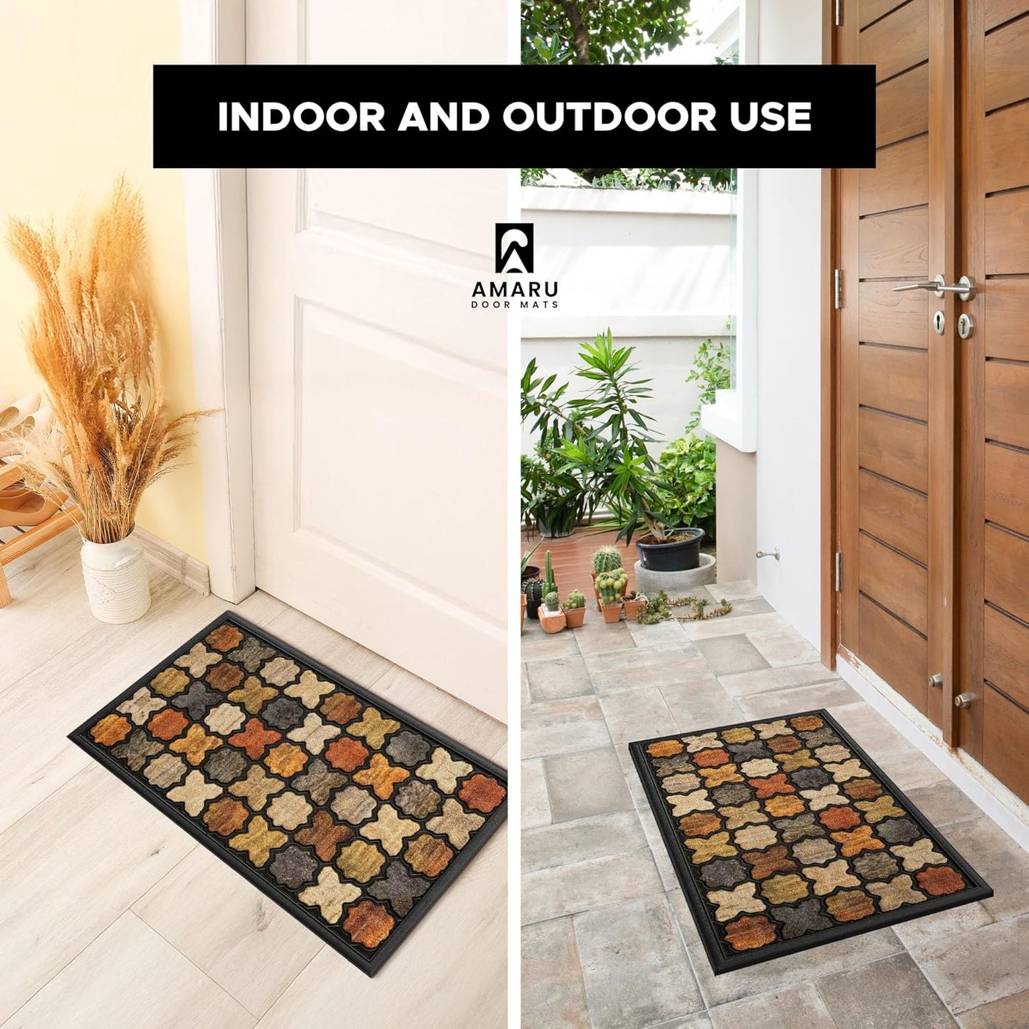 Extra Durable, Superior Absorption, Front Door Mat for Outdoor & Indoor - Welcome Mat for Entryway, Entrance, Patio, Porch - Waterproof, Non-Slip Backing, Coarse Fibers (Scales,17x29)