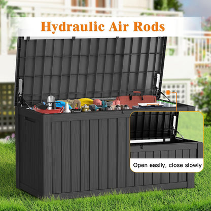 Outdoor Storage Box, 50 Gallon Waterproof Deck Storage Box, Lockable Patio Storage Bins for Package Delivery, Porch, Garden Tool, Cushions, Anti-Theft Weatherproof & UV-Resistant Parcel Drop Box