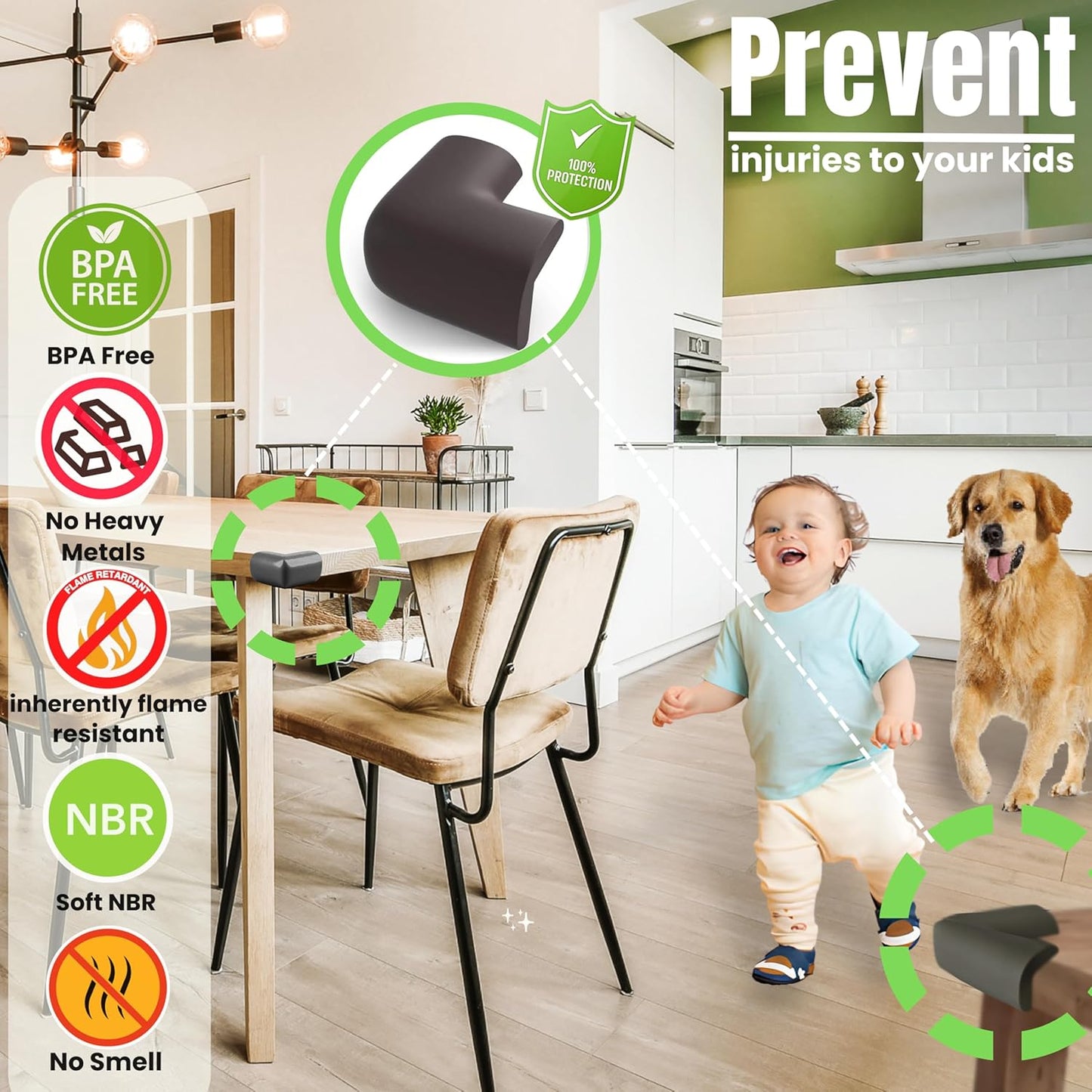 Soft Foam Corner Protectors for Baby, Bed Frame Corner Guards, Sharp Edge Desk Furniture Safety Cover Bumpers for Kids, Adhesive Pre-Taped Rubber Padding Cushion (Black, 4 Pack)