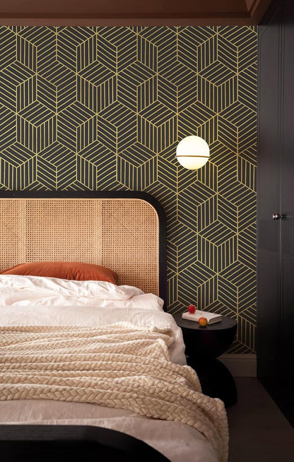 CiCiwind Wallpaper Peel and Stick Modern White and Gold Contact Paper Peel and Stick Geometric Removable Self Adhesive Wall Paper for Bedroom Renter Friendly Papel Tapiz para Pared 15.7"x118"