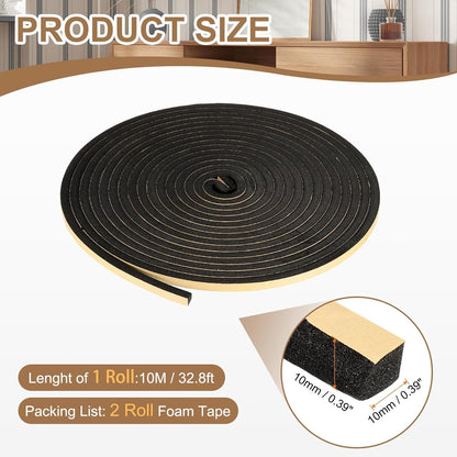 PATIKIL Foam Insulation Tape, 1-1/2" W x 1/8" t x 32.8FT Self Adhesive Weather Stripping Door Seal Strip for Door Window Air Conditioning, Black - Colors A