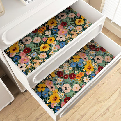 BOKEBEVE Watercolour Floral Peel and Stick Wallpaper Boho Vibrant Contact Paper Renter Friendly Wall Paper for Countertop Cabinet Wall Shelf Liner Removable Blue Colorful 17.5 x 118In